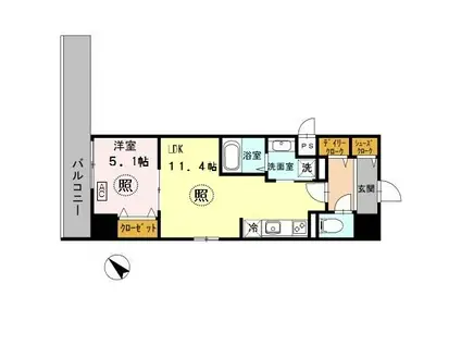 神戸HARBORSIDE 萬利RESIDENCE(1LDK/2階)の間取り写真