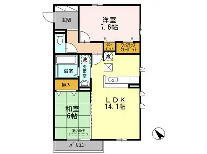メゾンドォール・サライ(2LDK/1階)の間取り写真