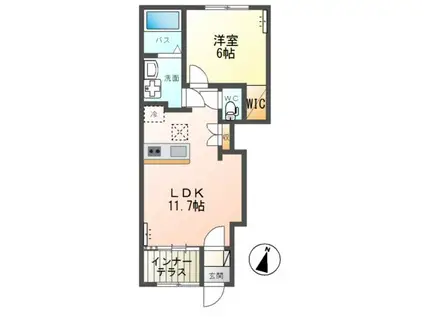 那珂市菅谷字大木内アパート(1LDK/1階)の間取り写真