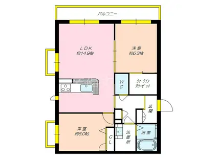 シャーメゾン プルミエ(2LDK/3階)の間取り写真