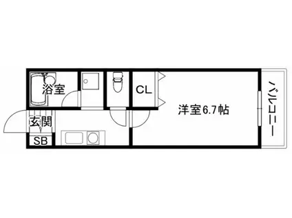 エスポワール書写(1K/2階)の間取り写真