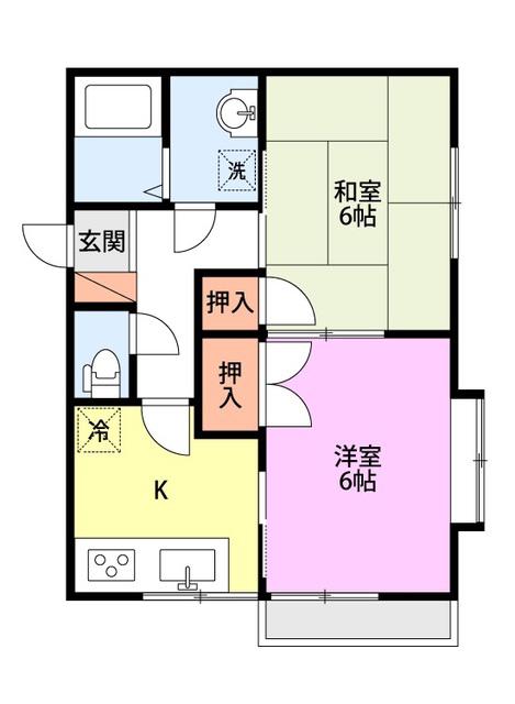 ピュア東青山(2K/1階)の間取り写真