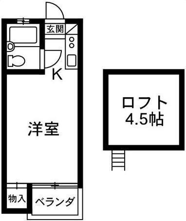 ウィンディ小鳥(1K/2階)の間取り写真