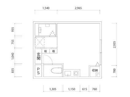 WILLOW COURT 福工大前(ワンルーム/1階)の間取り写真
