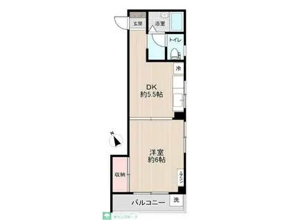 エスエスケービル(1DK/4階)の間取り写真