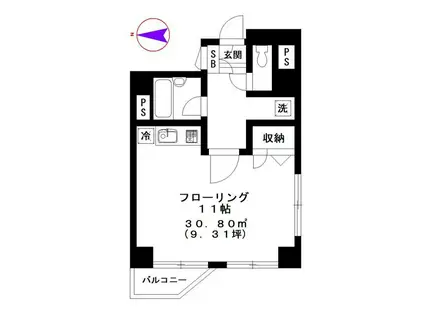 ファースト広尾(ワンルーム/5階)の間取り写真