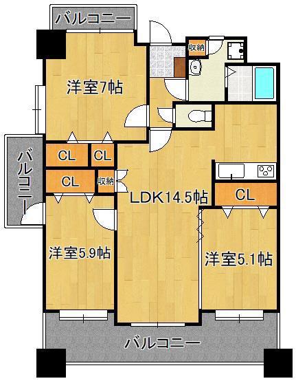 ニューサンリバー12番館(3LDK/10階)の間取り写真