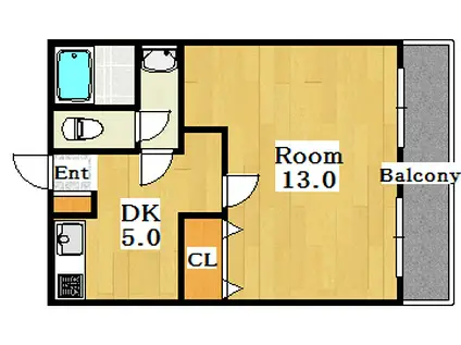 第2クリスタルハイツ(1DK/5階)の間取り写真