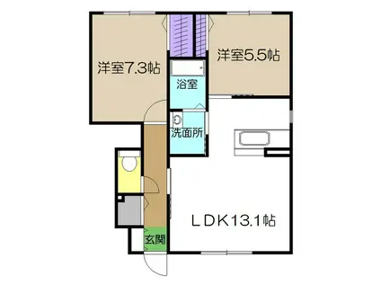 シャーメゾン ローズ A棟(2LDK/1階)の間取り写真