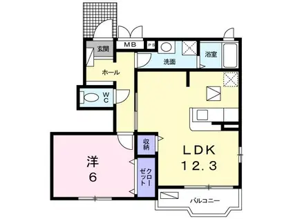 クリアネス メゾン(1LDK/1階)の間取り写真
