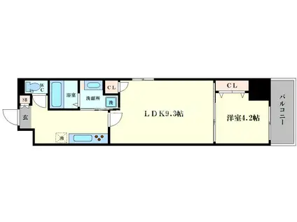 LC南堀江(1LDK/10階)の間取り写真