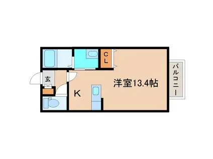 イーストII(ワンルーム/1階)の間取り写真