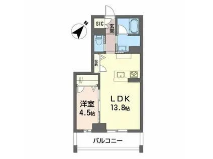 CLASSEUM連坊II(1LDK/4階)の間取り写真