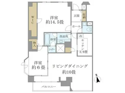 ホフ・リラックス三軒茶屋(2LDK/2階)の間取り写真