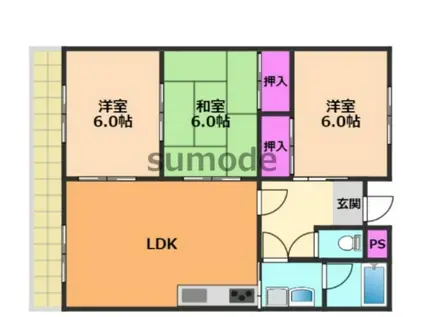 グローリウス長野(3LDK/2階)の間取り写真