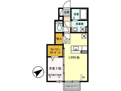 D-ROOM蓬莱(1LDK/1階)の間取り写真