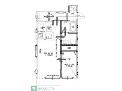 アルシオーネ三春台(1LDK/1階)の間取り写真