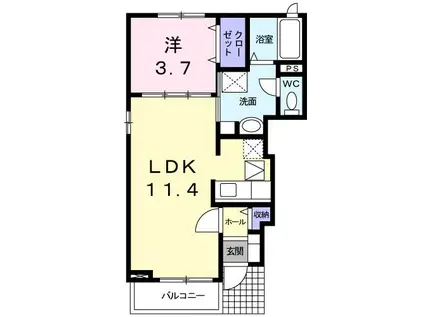 F・カヘイ(1LDK/1階)の間取り写真