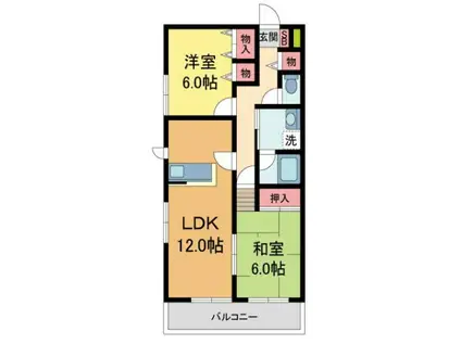 メゾンドルフ(2LDK/1階)の間取り写真