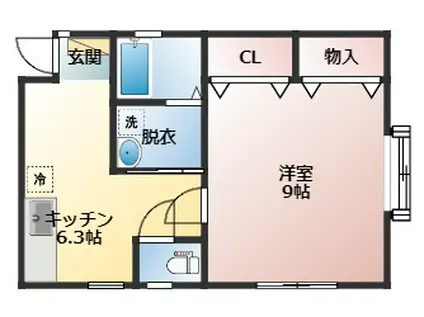 トワール東堀(1K/2階)の間取り写真