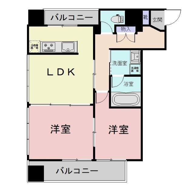 ピアビル(1LDK/9階)の間取り写真