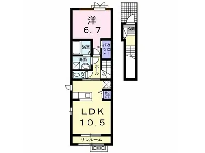 エクラXIII(1LDK/2階)の間取り写真
