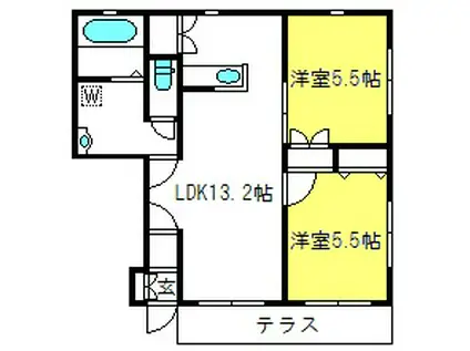 BALLARE(2LDK/1階)の間取り写真
