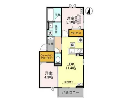 コタージュ七番館(2LDK/3階)の間取り写真