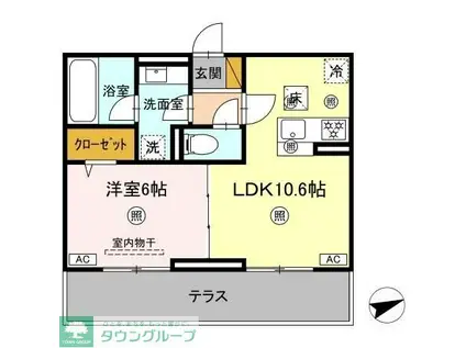 シャンティ(1LDK/1階)の間取り写真