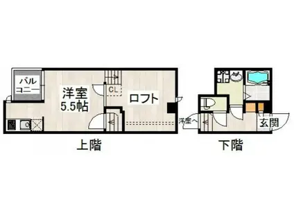 CB博多南ブロッサム(1K/1階)の間取り写真