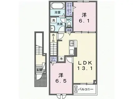 けやきレジデンスα(2LDK/2階)の間取り写真