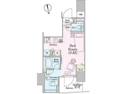 ロイジェントパークス四ツ谷(ワンルーム/13階)の間取り写真