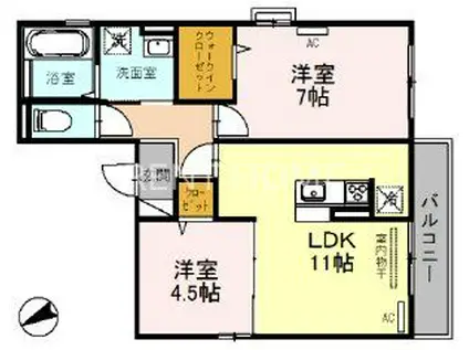 桜COLLINA(1LDK/3階)の間取り写真