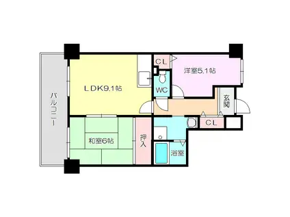 エクセルグリーン(2DK/3階)の間取り写真