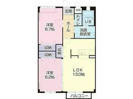 サンモールMAMA(2LDK/2階)の間取り写真