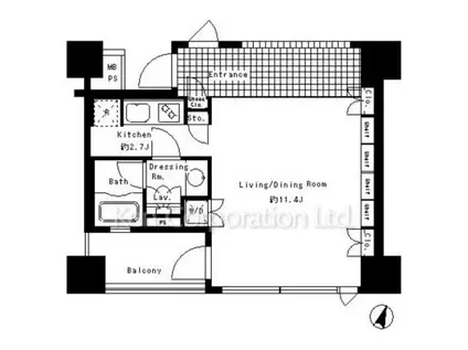 PARKAXIS渋谷神南(ワンルーム/3階)の間取り写真