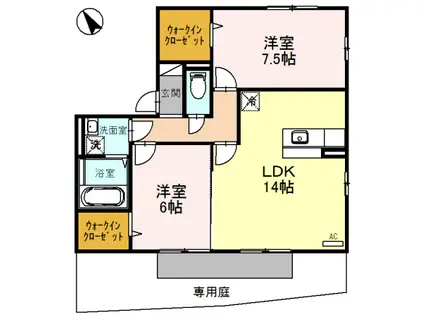 セジュール善(2LDK/1階)の間取り写真