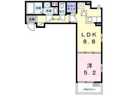 メゾン・スレーヌ(1LDK/1階)の間取り写真