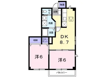 ソレイユトヨダB(2DK/1階)の間取り写真