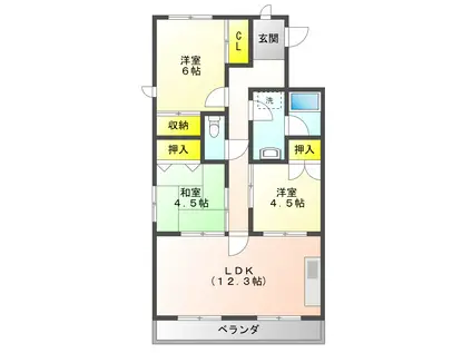 ロイヤルハイムK(3LDK/2階)の間取り写真