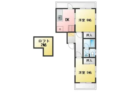 Yハイツ(2DK/2階)の間取り写真