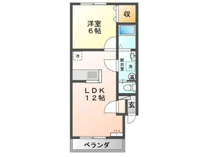 Mハイツ日の出2(1LDK/3階)の間取り写真