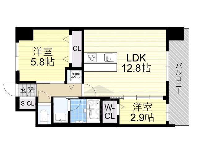 スプランディッドライズ新大阪ノース(2LDK/11階)の間取り写真