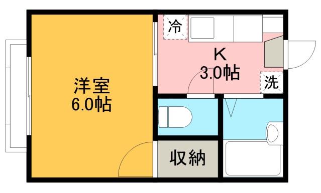 ランドハイツ(1K/2階)の間取り写真
