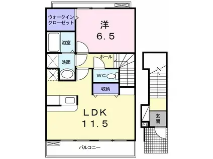 ウィング・ハ-ト(1LDK/2階)の間取り写真