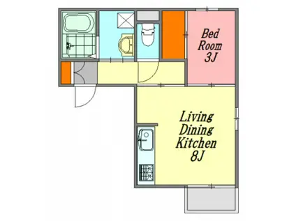 コスモ五日市(1LDK/2階)の間取り写真