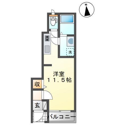 エッセンティア谷上(ワンルーム/1階)の間取り写真