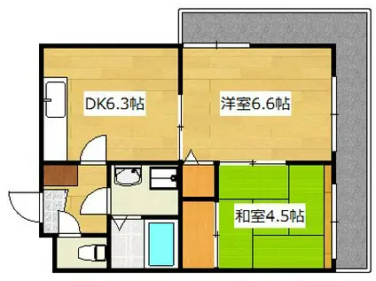 ライベクスト35(2DK/2階)の間取り写真