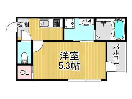 サンクチュアリ姫嶋(1K/2階)の間取り写真