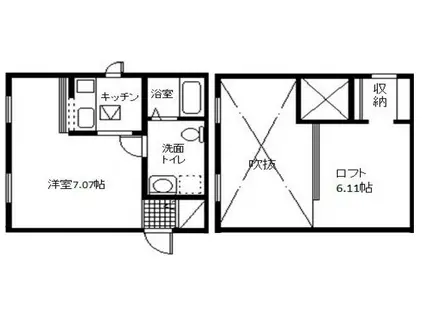 プリマフェリシア(ワンルーム/2階)の間取り写真